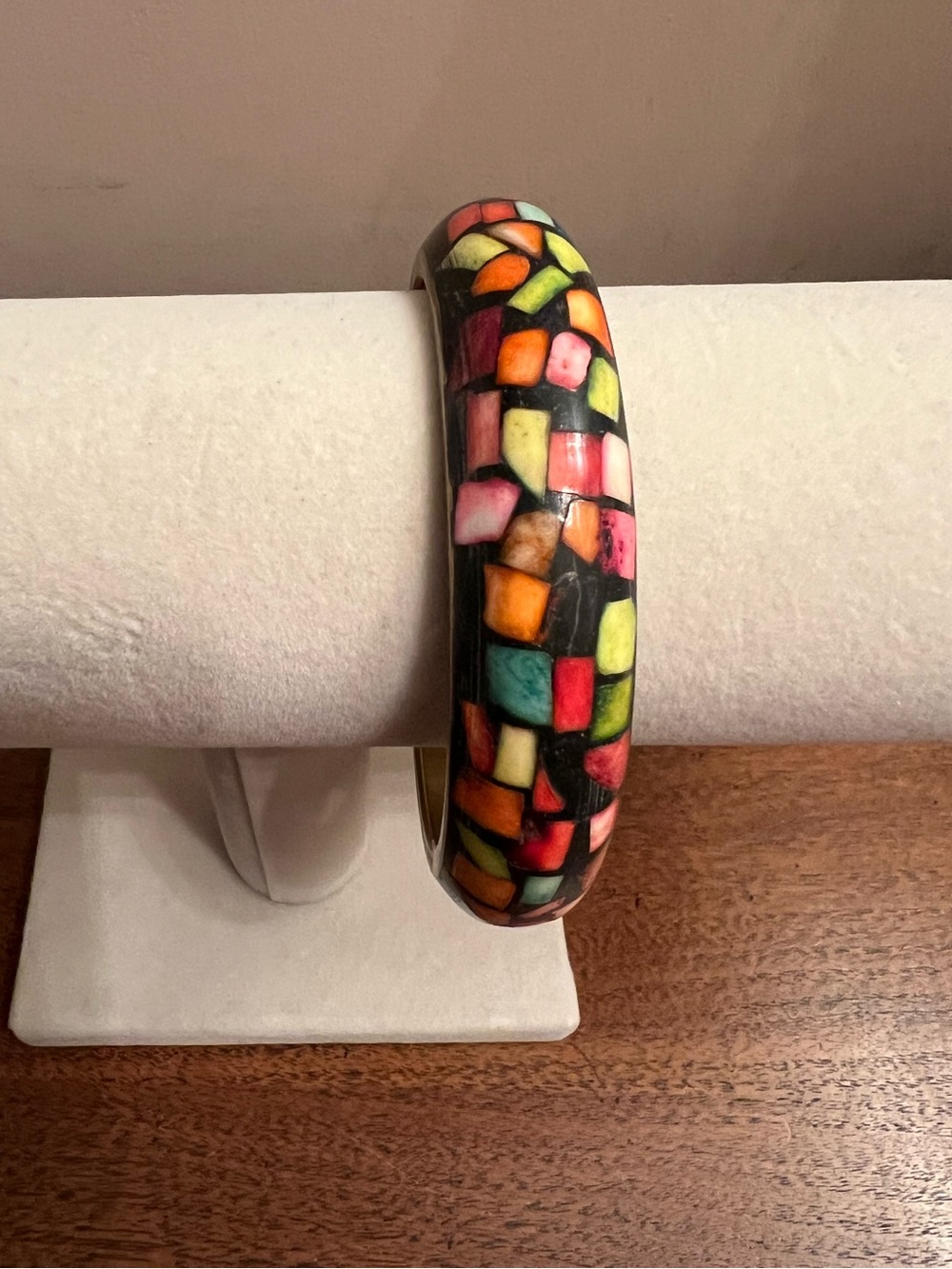 Vintage Multicolor Mosaic Tile Bangle Bracelet